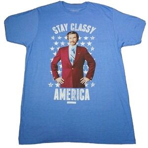 ANCHORMAN The Legend of Ron Burgundy Men Medium STAY CLASSY AMERICA T-Shirt NEW